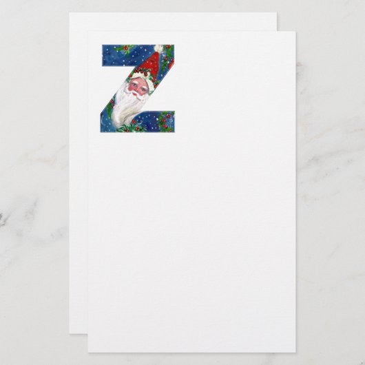 CHRISTMAS Z SCHREIBEN / SANTA CLAUS MIT ROtem RIBB Briefpapier (Vorne/Hinten)