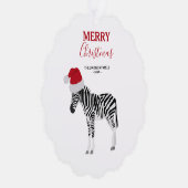 Christmas Zebra Funny Animal with Santa Hat Gift Ornament Karte (Rechts)