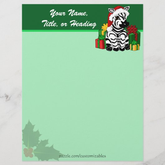 Christmas Zebra Letterhead Briefkopf (Vorderseite)