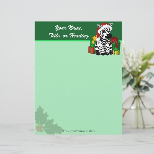 Christmas Zebra Letterhead Briefkopf (Stehend Vorderseite)