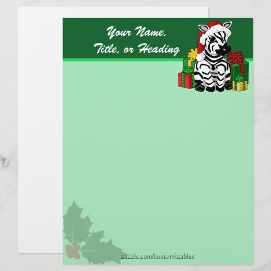 Christmas Zebra Letterhead Briefkopf (Vorne/Hinten)