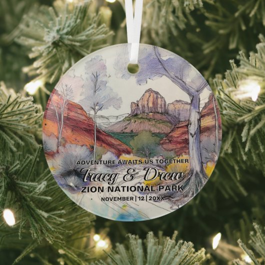 Christmas Zion National Park Adventure Couple Boho Ornament Aus Glas (InSitu)