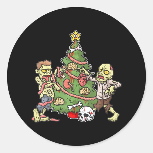 Christmas Zombie Weihnachtsbaum Men Zombies Runder Aufkleber (Vorderseite)
