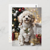 Christmas. Zuhause. Niedlicher Welpe. Postkarte (Vorne/Hinten)