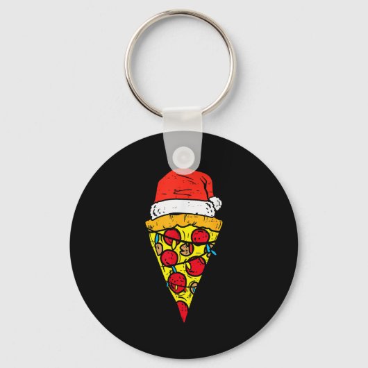 Christmas Zza Slice Santa Funny Xmas Food Men Wome Schlüsselanhänger (Vorderseite)