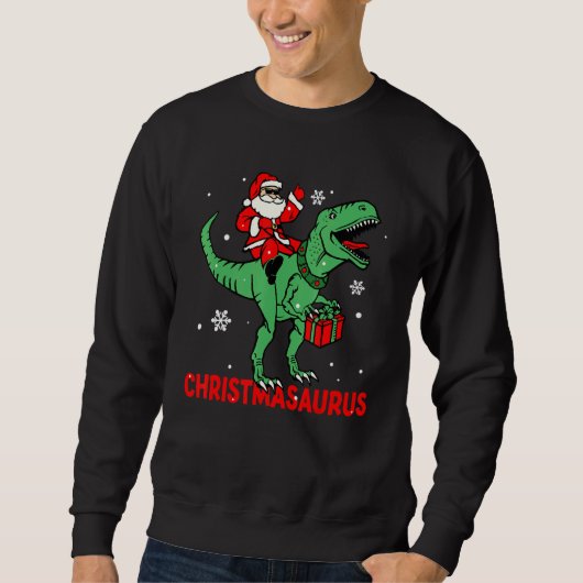 Christmasaurus Santa Dinosaur Rex Christmas Pajama Sweatshirt (Vorderseite)