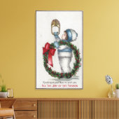 ChristmasKid Holding Wreath Knocking Leinwanddruck (Insitu (Wohnzimmer))