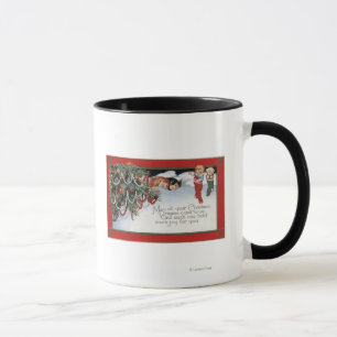ChristmasSleeping Kinder und ein Gedicht Tasse