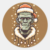 Christmassy Frankenstein Runder Aufkleber (Vorderseite)