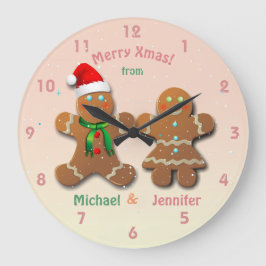 Christmassy Gingerbread Man and Gingerbread Lady Runde Wanduhr