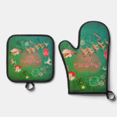 Christmassy Oven Mitt and Pot Holders Ofenhandschuh & Topflappen-Set (Vorderseite)