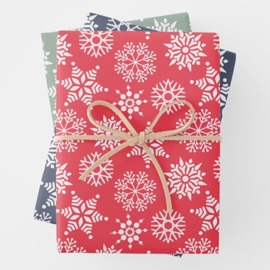 Christmast Snowflake Red Green Blue Pattern Geschenkpapier Set (Beispiel)