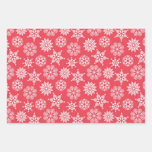 Christmast Snowflake Red Green Blue Pattern Geschenkpapier Set (Vorderseite)