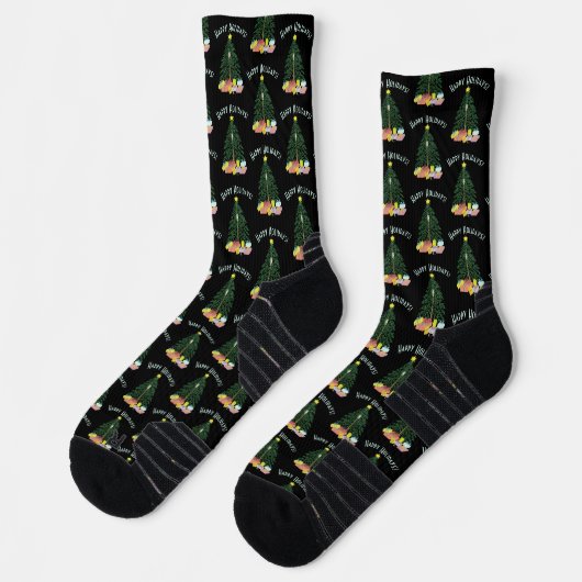 Christmast Tree Black Crew Socks Socken (Links)