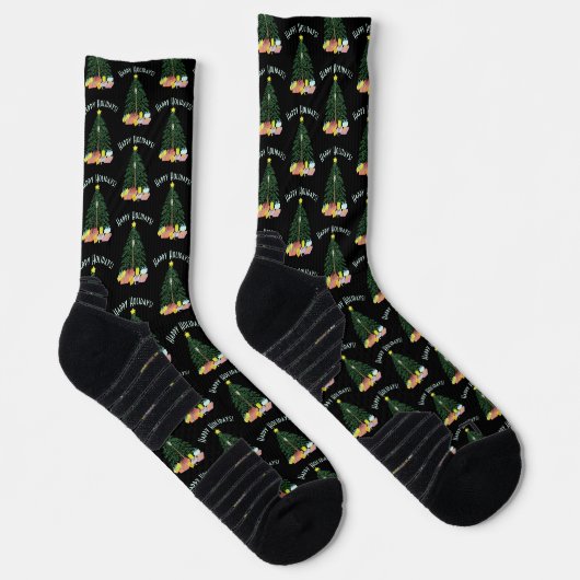 Christmast Tree Black Crew Socks Socken (Rechts)