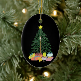 Christmast Tree Black Oval Keramik Ornament