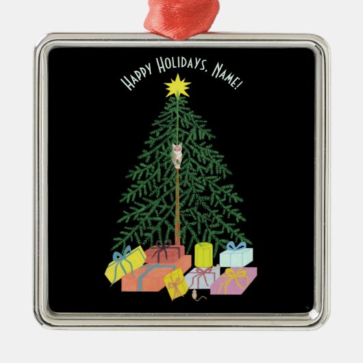 Christmast Tree Square Ornament Aus Metall (Vorne)