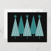 Christmast Trees Aquamarin Ribbon - Eierstockkrebs Feiertagspostkarte (Vorne/Hinten)