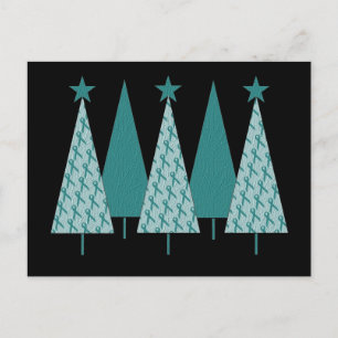 Christmast Trees Aquamarin Ribbon - Eierstockkrebs Feiertagspostkarte