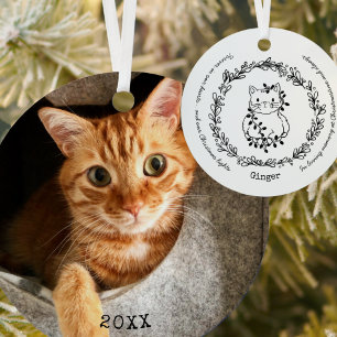Christmastime Cat Pet Memorial Foto Ornament Aus Metall