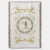 Christmastime Deer with Wreath Yellow Cream Decke (Vorderseite Vertikal)
