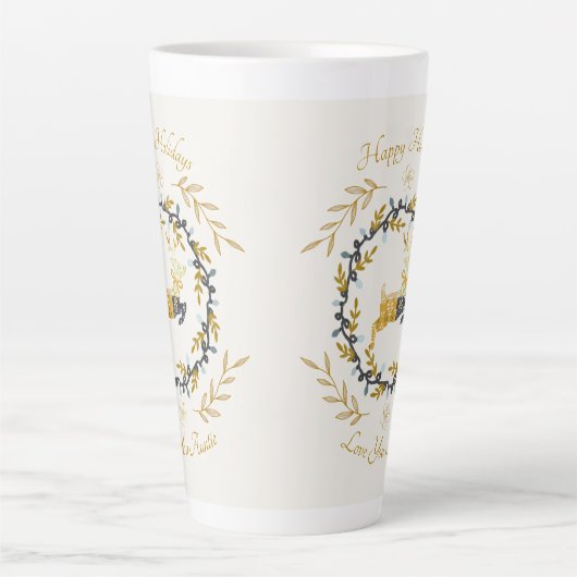 Christmastime Deer with Wreath Yellow Cream Milchtasse (Vorderseite)