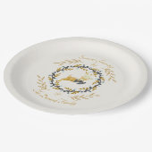 Christmastime Deer with Wreath Yellow Cream Pappteller (Schrägansicht)