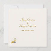 Christmastime Deer Yellow Cream Flat Card (Rückseite)
