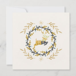 Christmastime Deer Yellow Cream Flat Card