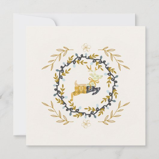 Christmastime Deer Yellow Cream Flat Card (Vorderseite)