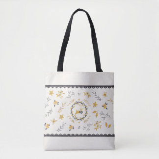 Christmastime Deer Yellow Cream Floral Blue Tasche