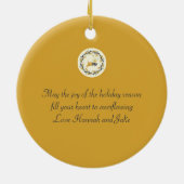 Christmastime Deer Yellow Cream Floral Keramik Ornament (Hinten)