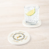 Christmastime Deer Yellow Cream Sandstone Getränkeuntersetzer (Seite)