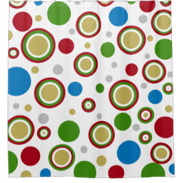 Christmastime Geometric Red Green Blue Silver Gold Duschvorhang