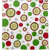 Christmastime Geometric Red Green Silver Gold Duschvorhang (Vorderseite)