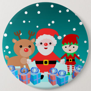 CHRISTMASTIME MIT SANTA UND SEINEN FREUNDEN BUTTON