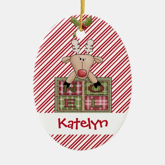 Christmastime Ren-Weihnachten-Geschenk Keramikornament (Vorne)