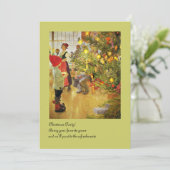 Christmastime Wieder kleiner Junge und Julgran Einladung (Stehend Vorderseite)