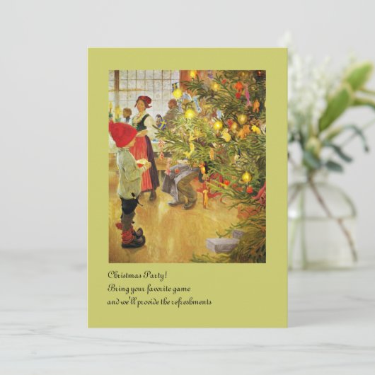 Christmastime Wieder kleiner Junge und Julgran Einladung (Stehend Vorderseite)