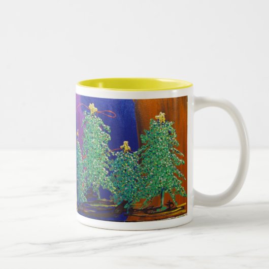 ChristmasTrees Malerei Zweifarbige Tasse (Rechts)