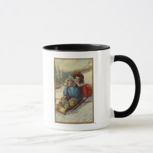 ChristmasTwo kleine Mädchen Sledding Tasse