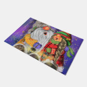 Christms Doormat Happy Couple Gnomes Singing Fußmatte (Schrägansicht)
