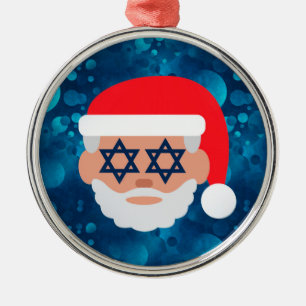 christmukkah santa emoji ornament aus metall