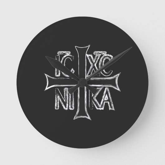 Christogram ICHC NIKA Runde Wanduhr (Vorderseite)