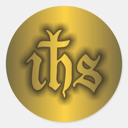 Christogram (IHS) Gold Runder Aufkleber (Vorderseite)