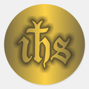Christogram (IHS) Gold Runder Aufkleber