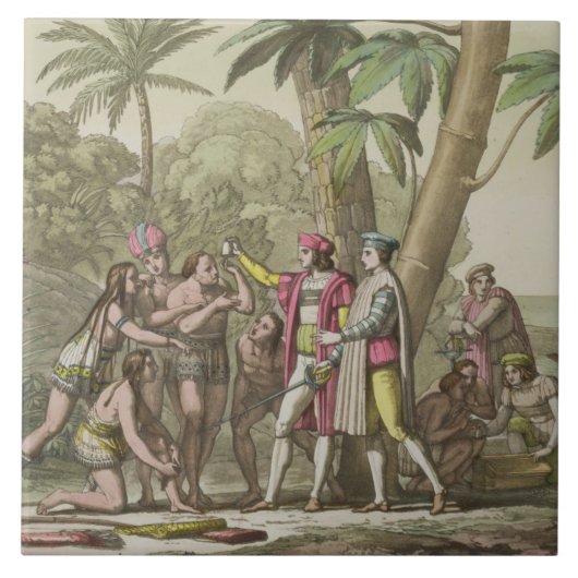 Christoph Kolumbus (1451-1506) mit gebürtigem Fliese (Vorderseite)