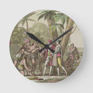 Christoph Kolumbus (1451-1506) mit gebürtigem Runde Wanduhr