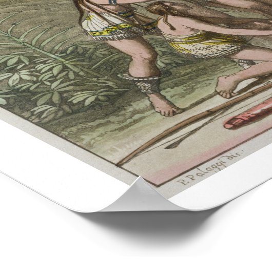 Christoph Kolumbus (1451-1506) mit Indianern Poster (Ecke)