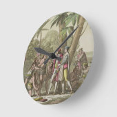 Christoph Kolumbus (1451-1506) mit Indianern Runde Wanduhr (Winkel)